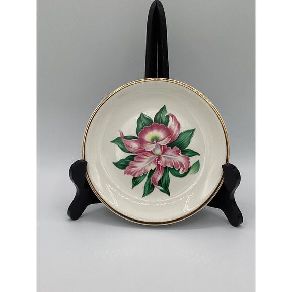 VTG Paden City Pottery Bread & Butter Plates Modern Orchid 22K Gold - Picture 1 of 5